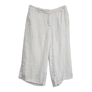 J.Crew Women’s White Linen Capri Pants Sz 4 Wide Leg Capsule Wardrobe Minimalist